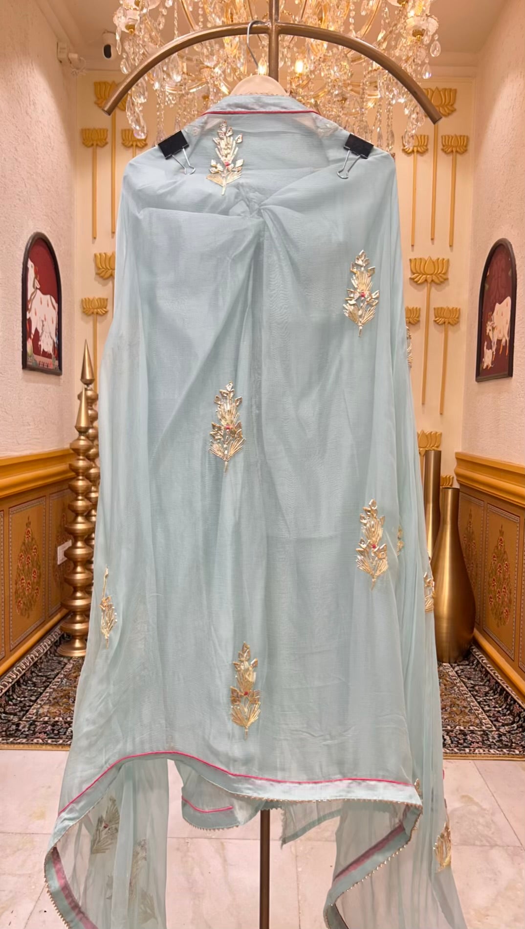 Ishara Gota Chanderi Suit (Powder Blue)