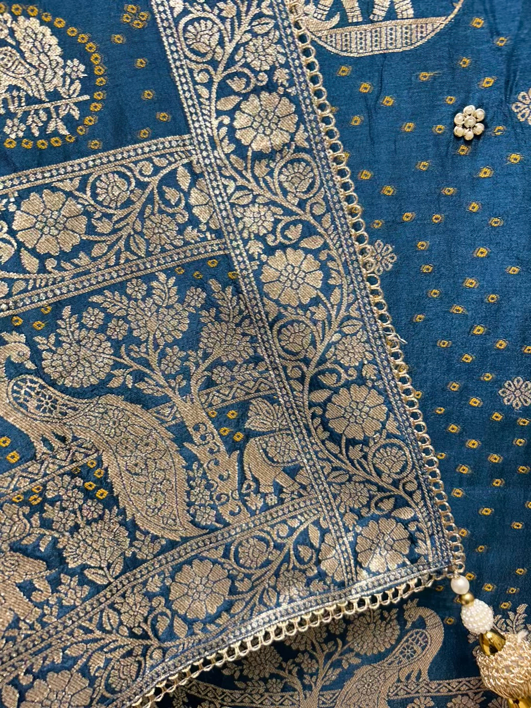 Afsara Banarasi Taj Suit (Peacock Blue)