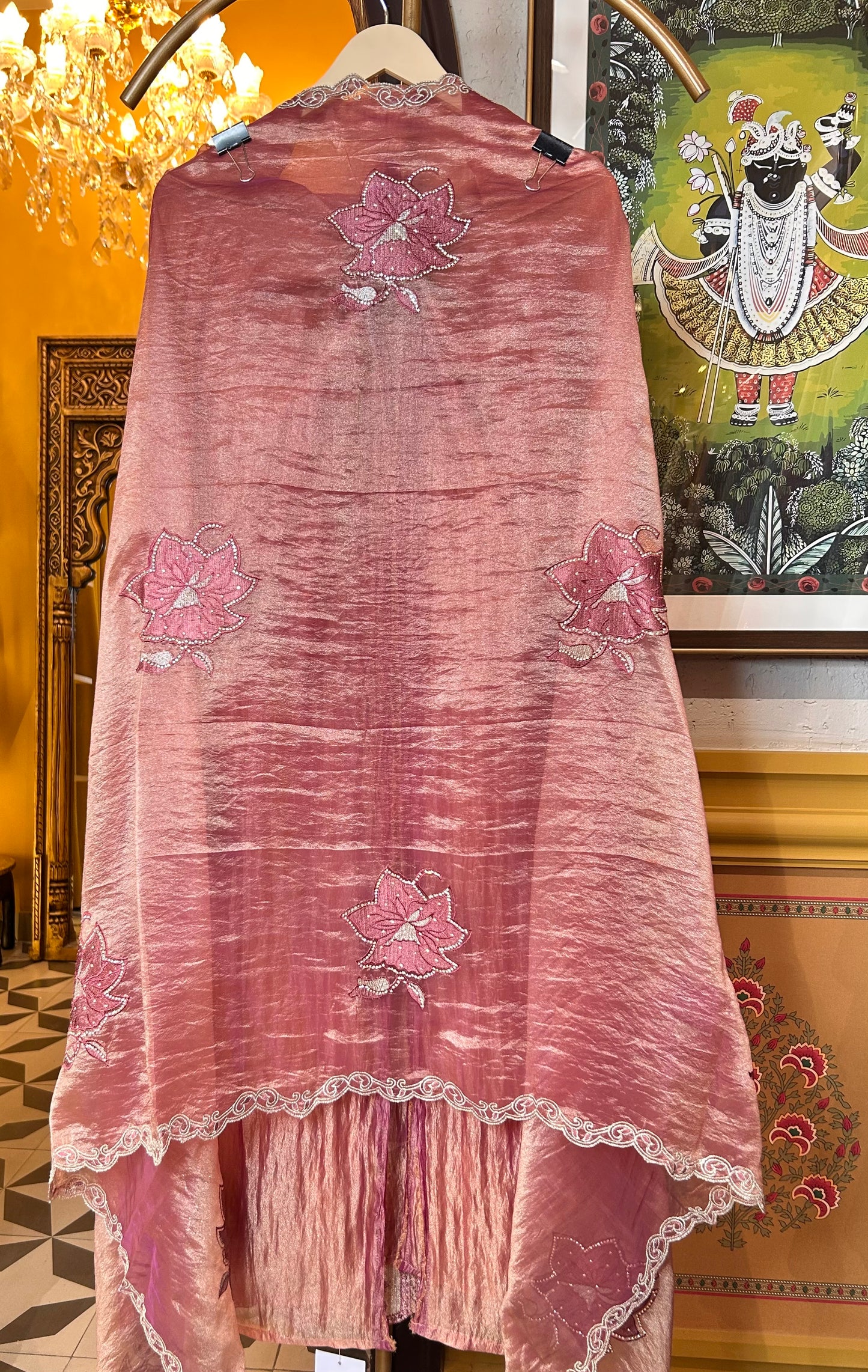 Sifat Shimmer Organza Suit (Rust)