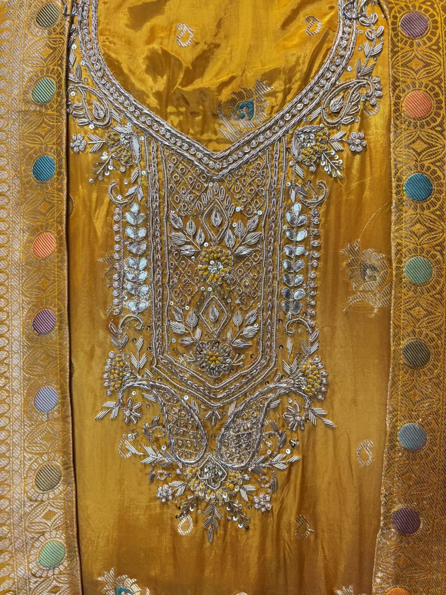 Tajalli Silk Organza Suit (Yellow)