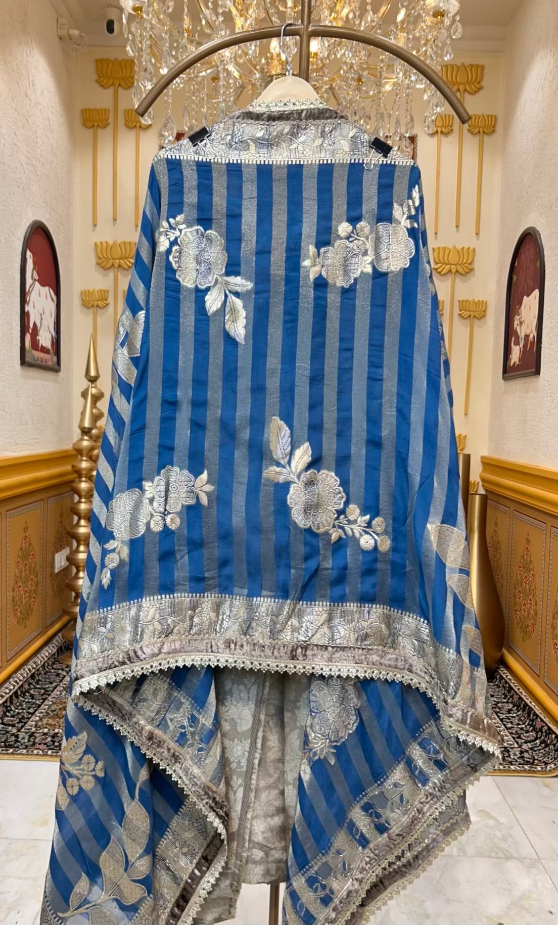 Mehroza Banarasi Brocade Suit (Blue)