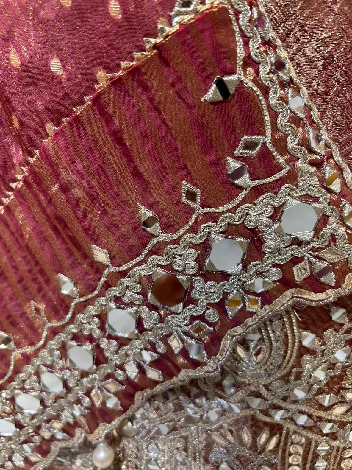 Nazneen Shimmer Dori Suit (Wine)