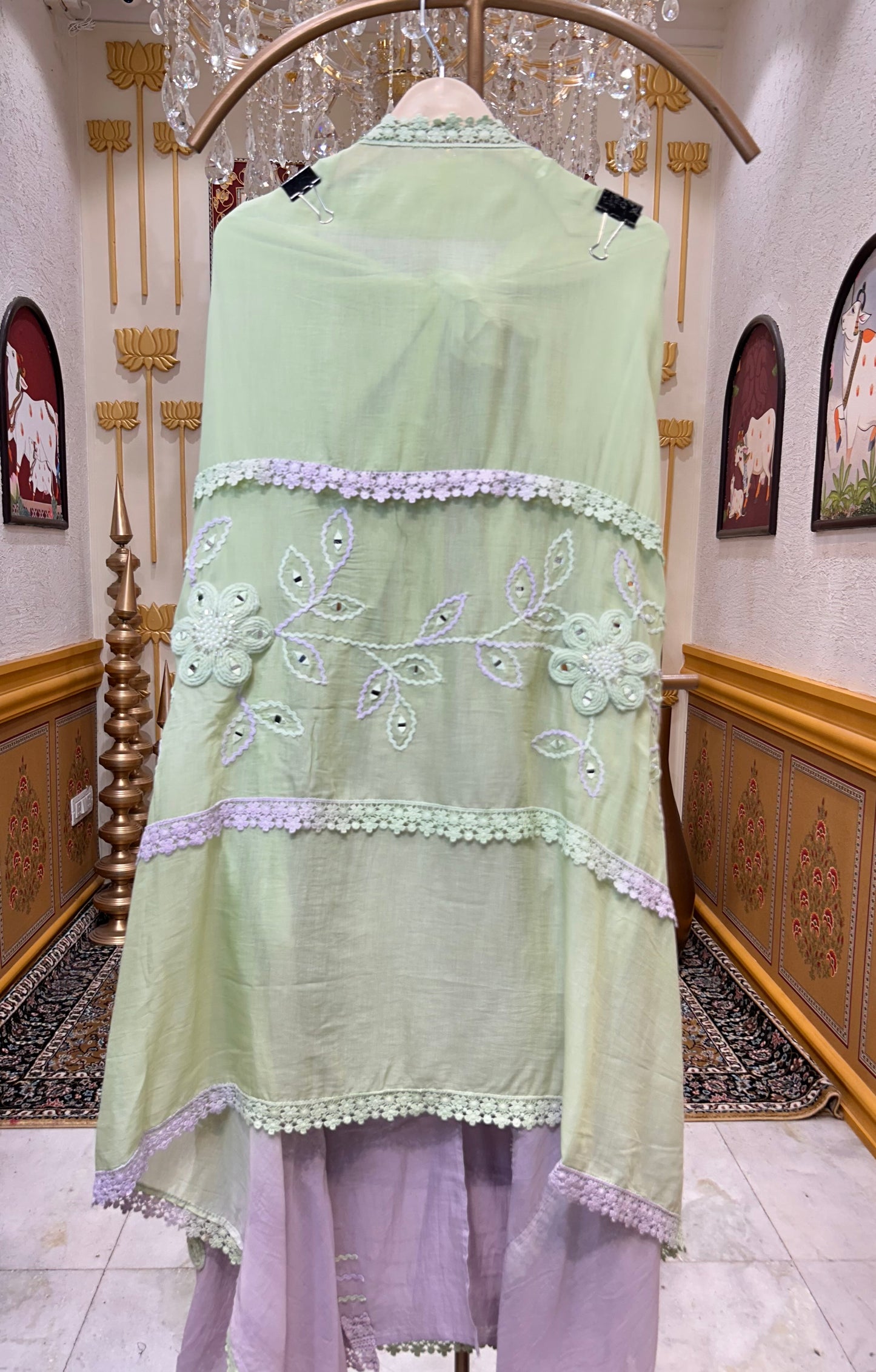 Afsana Mul Sheen Suit (Green)