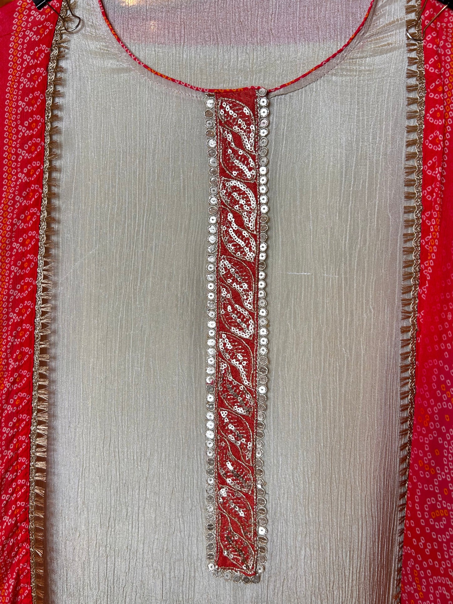 Nooraya Organza Suit (Ivory Orange)