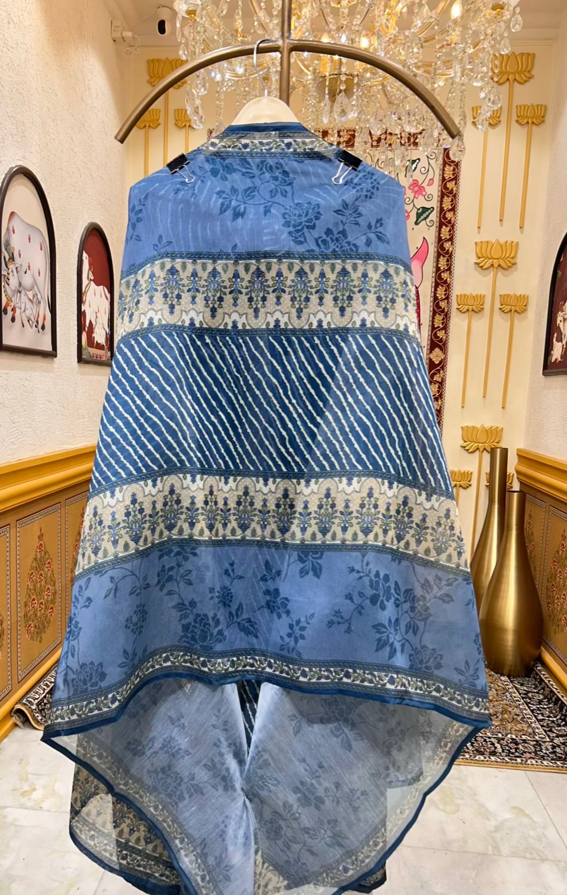 Aarini Chanderi Printed Suit (Blue)