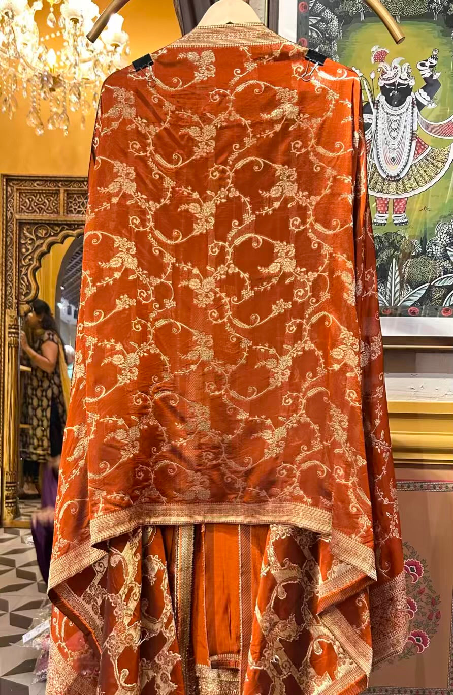 Chamaktar Banarasi Suit (Rust)