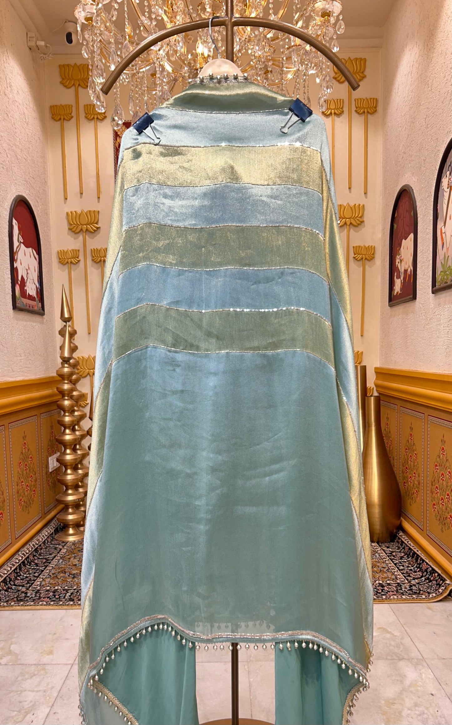 Ruhani Brocade Stone Élan Suit (Powder Green)