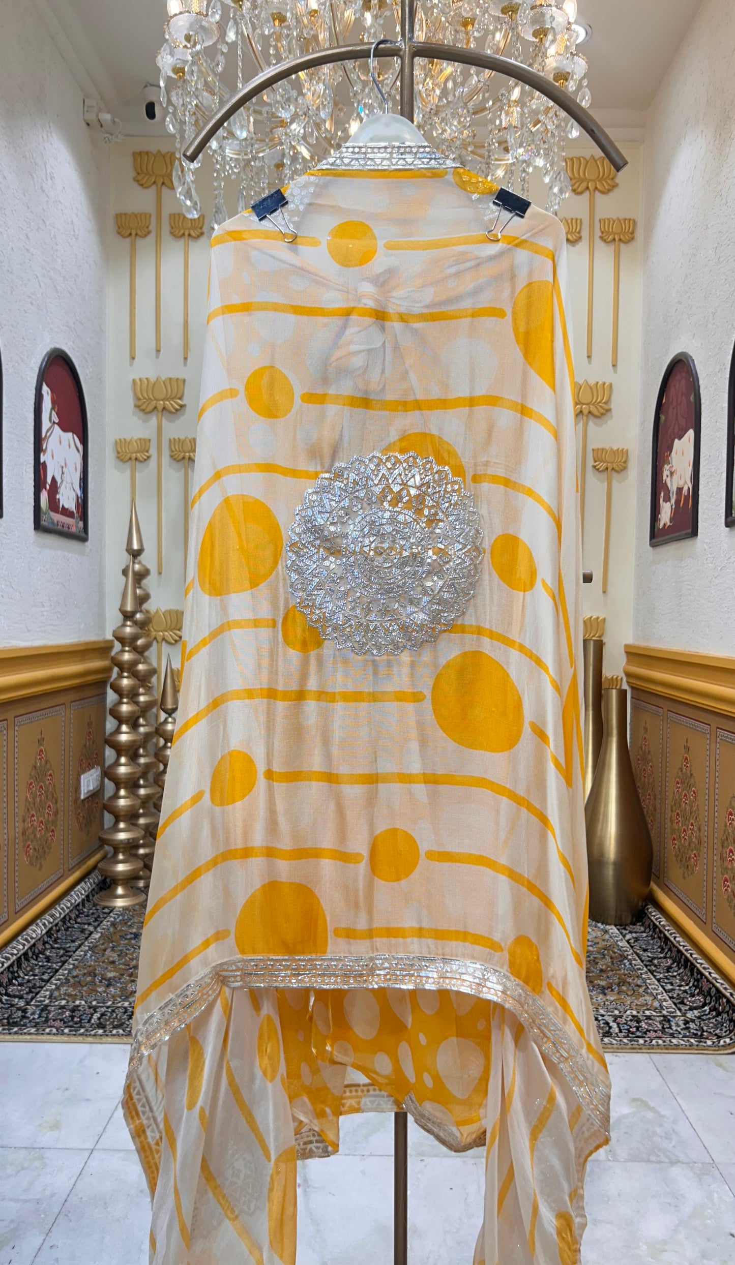 Elira Leather Naqsh Suit (Yellow)
