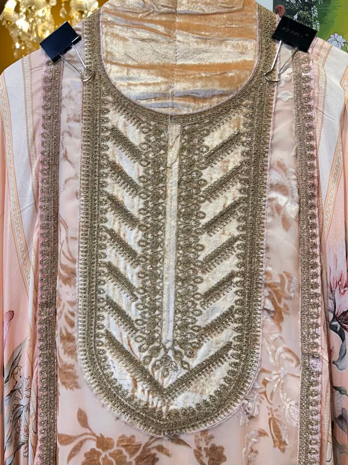 Zaroon Velvet Suit (Peach)