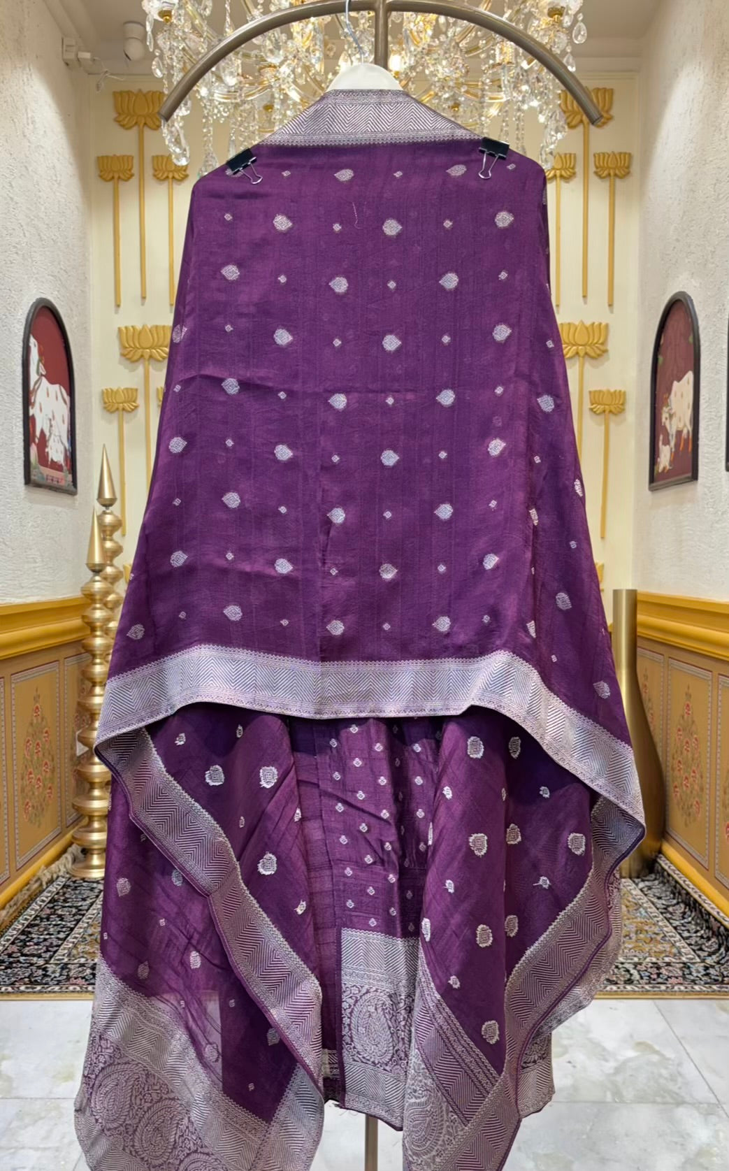Sarvisha Tussar Banarasi Suit (Wine)