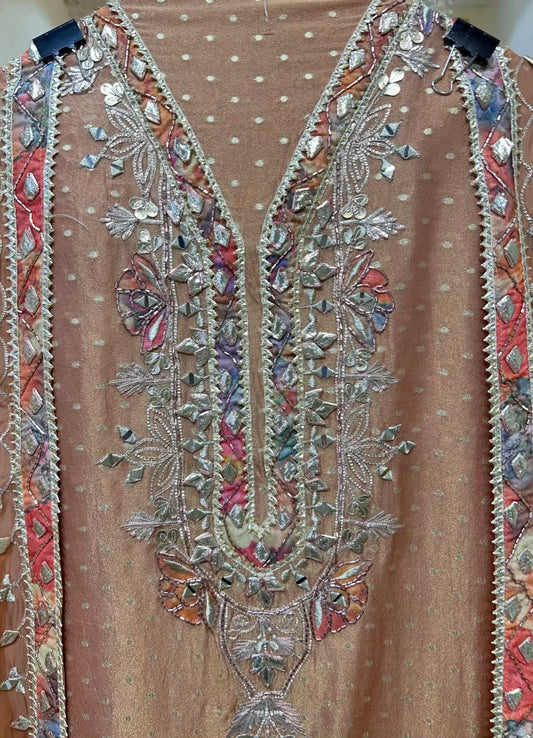 Zarvani Sheesha Veil Suit (Rust)