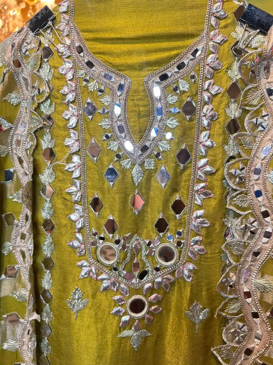 Roshanaé-Noor Organza Suit (Lime Green)