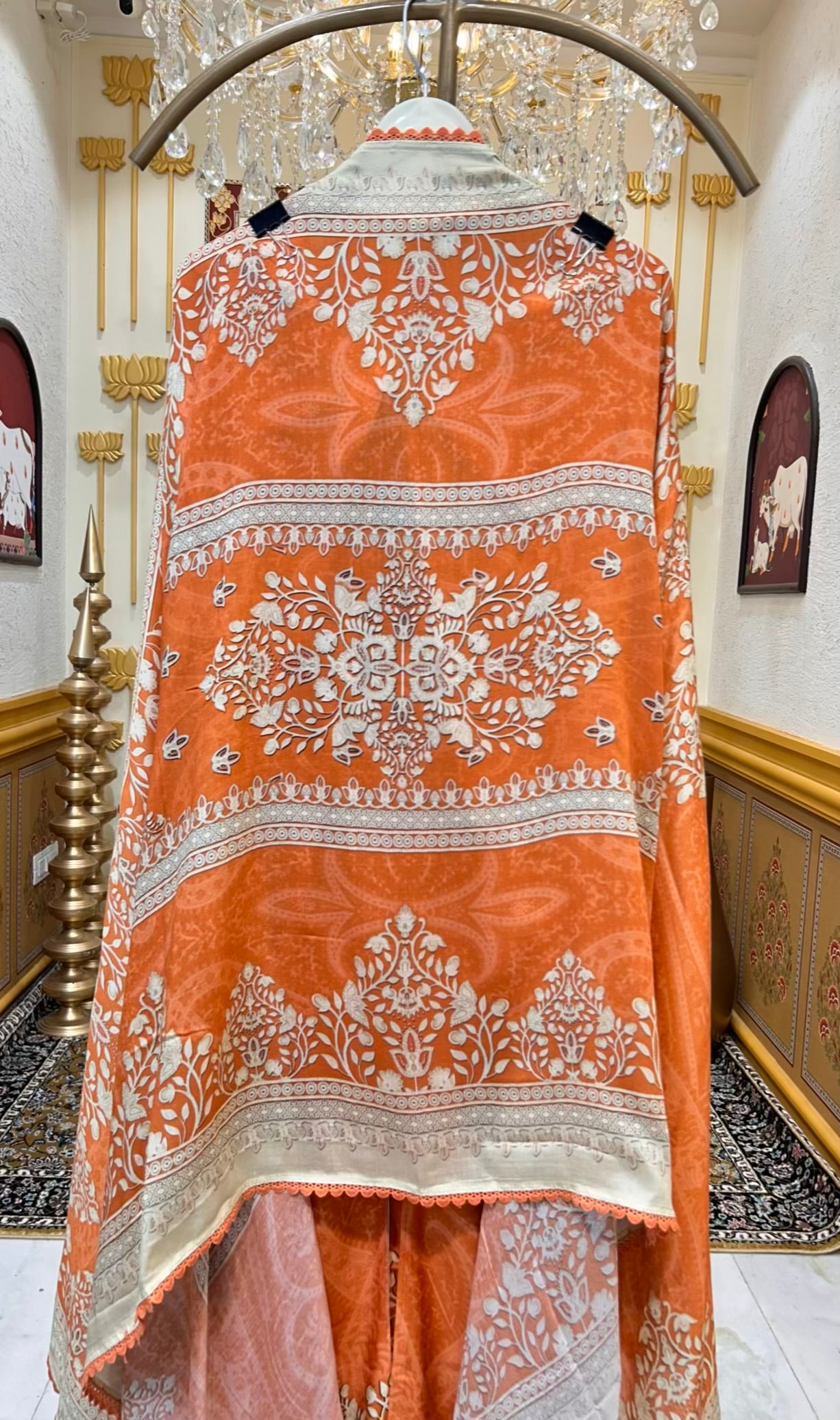 Zehraah Pashmina Veil Suit (Orange)