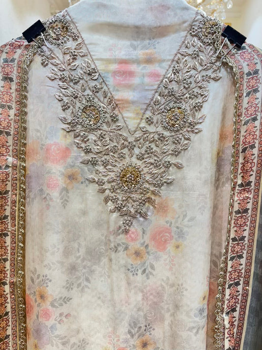 Mehrzoya Dabka Organza Suit