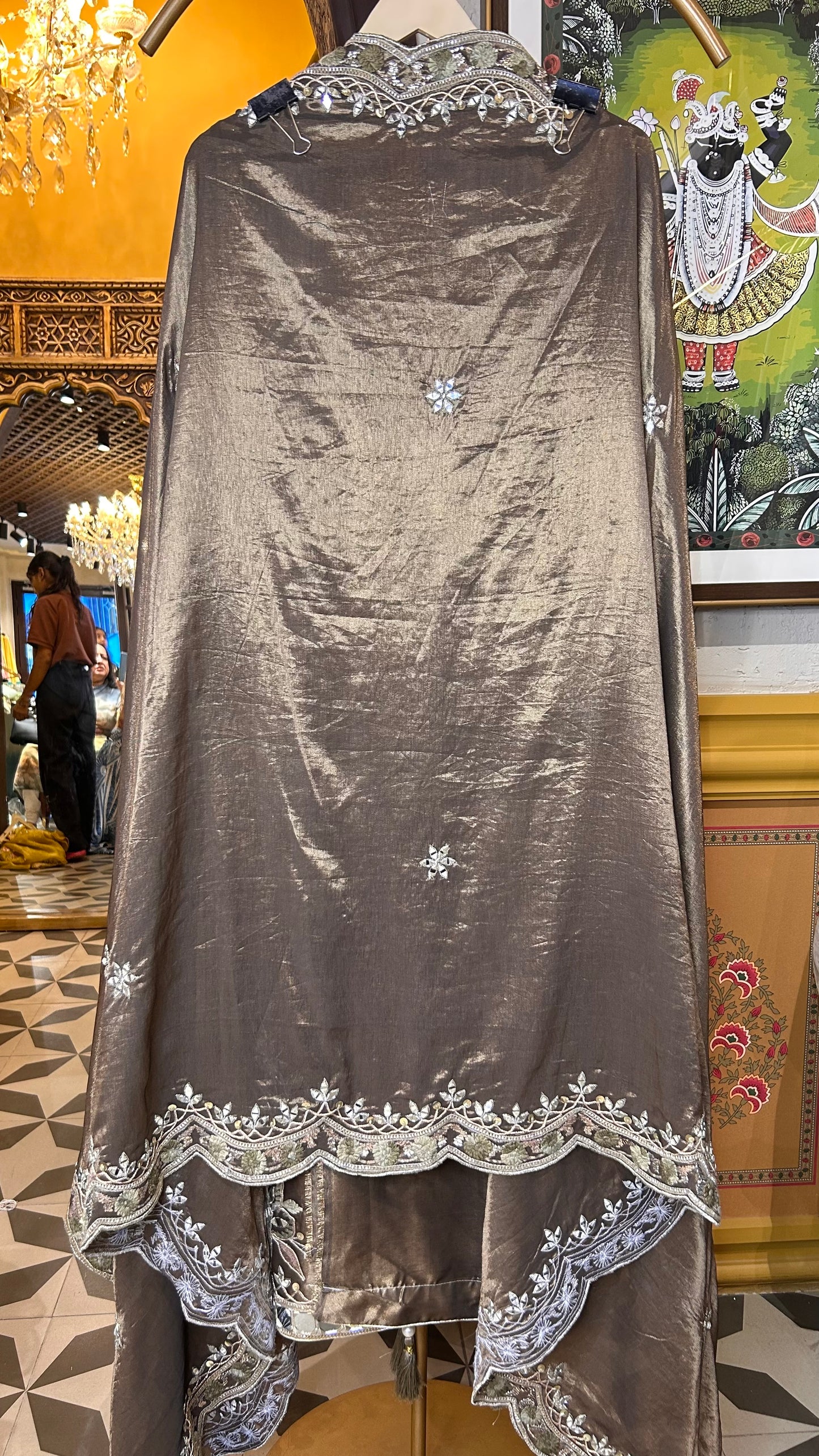Noorain Organza Suit (Brown)