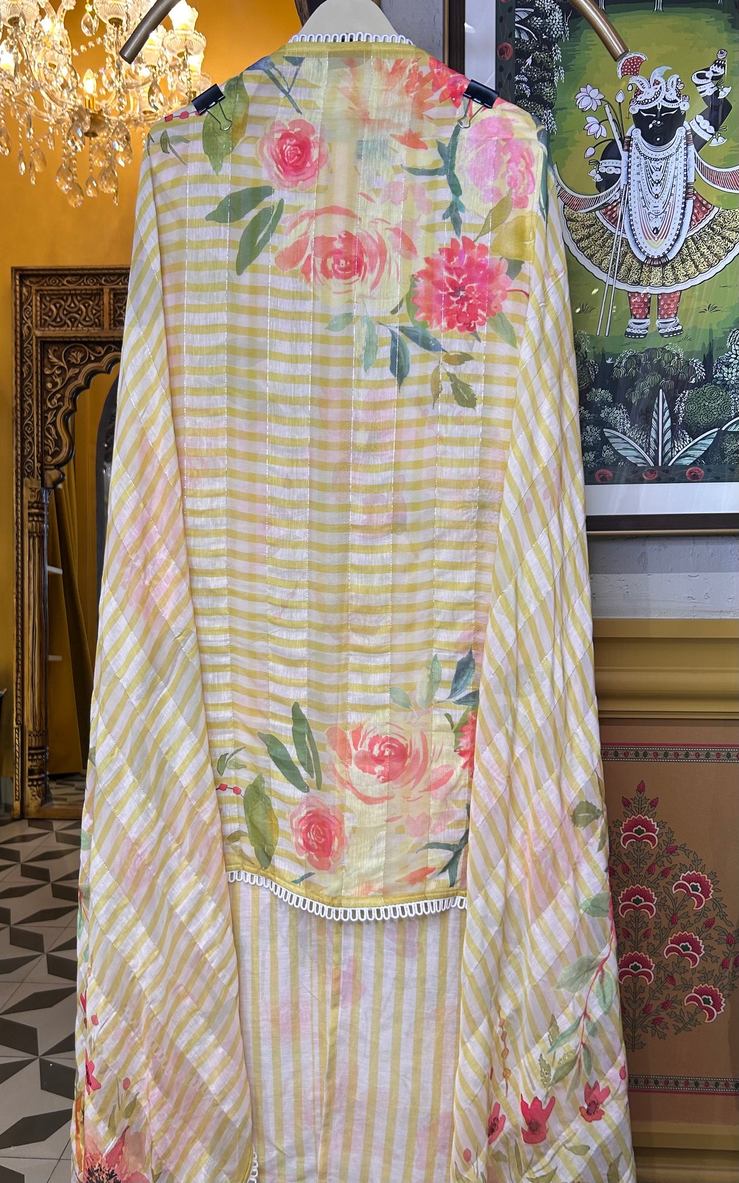 Iravati Mul Chanderi Suit (Yellow)