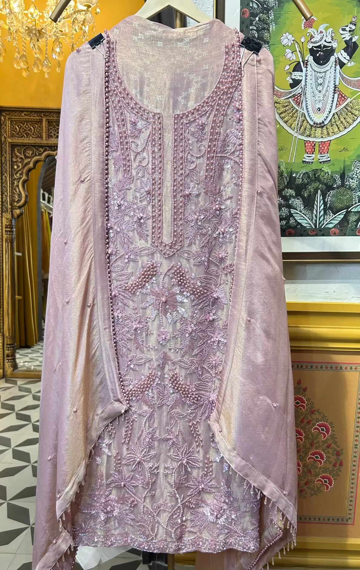 Rimzaan Organza Suit (Pink)