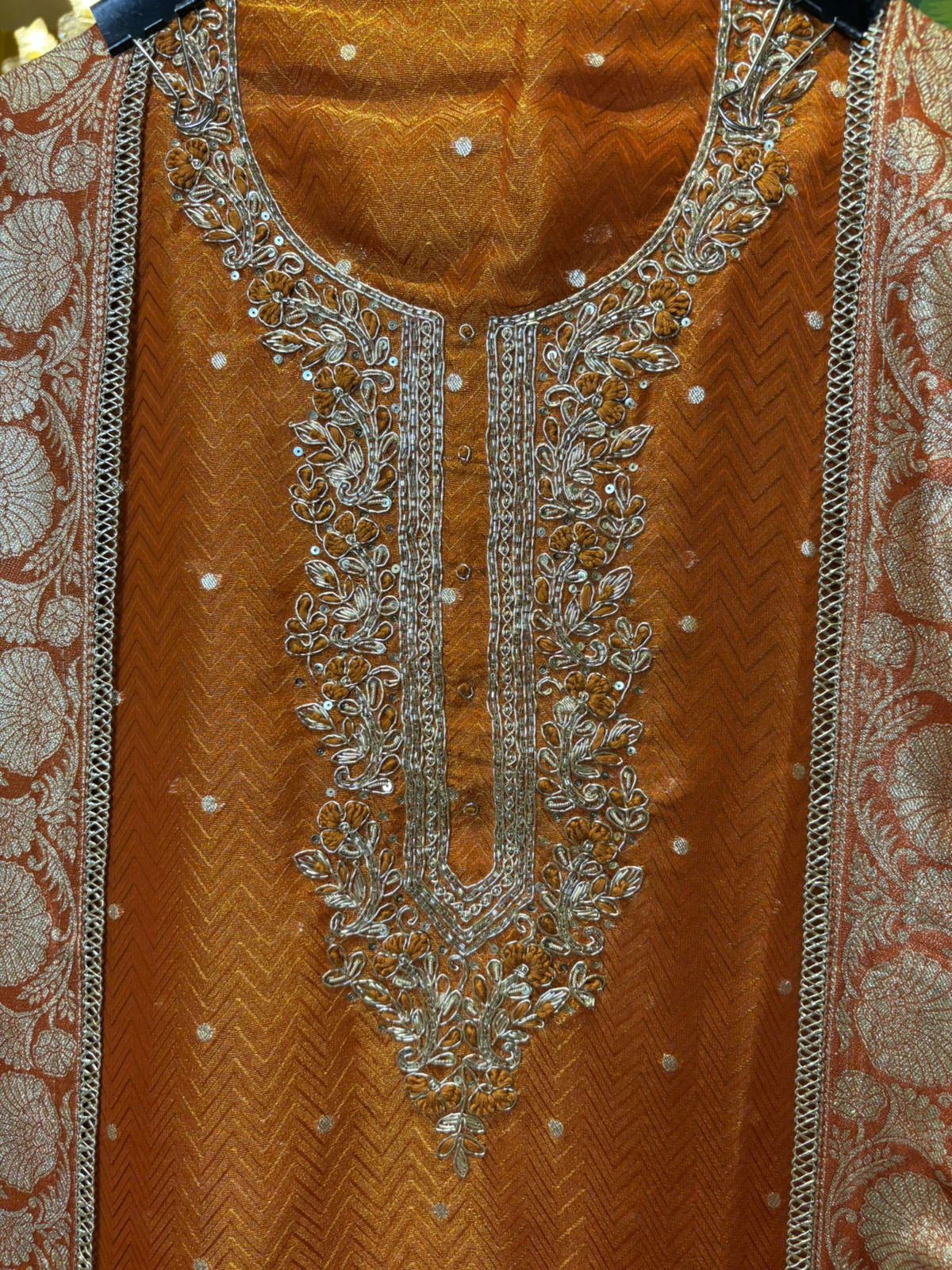 Parizaad Organza Suit (Rust)