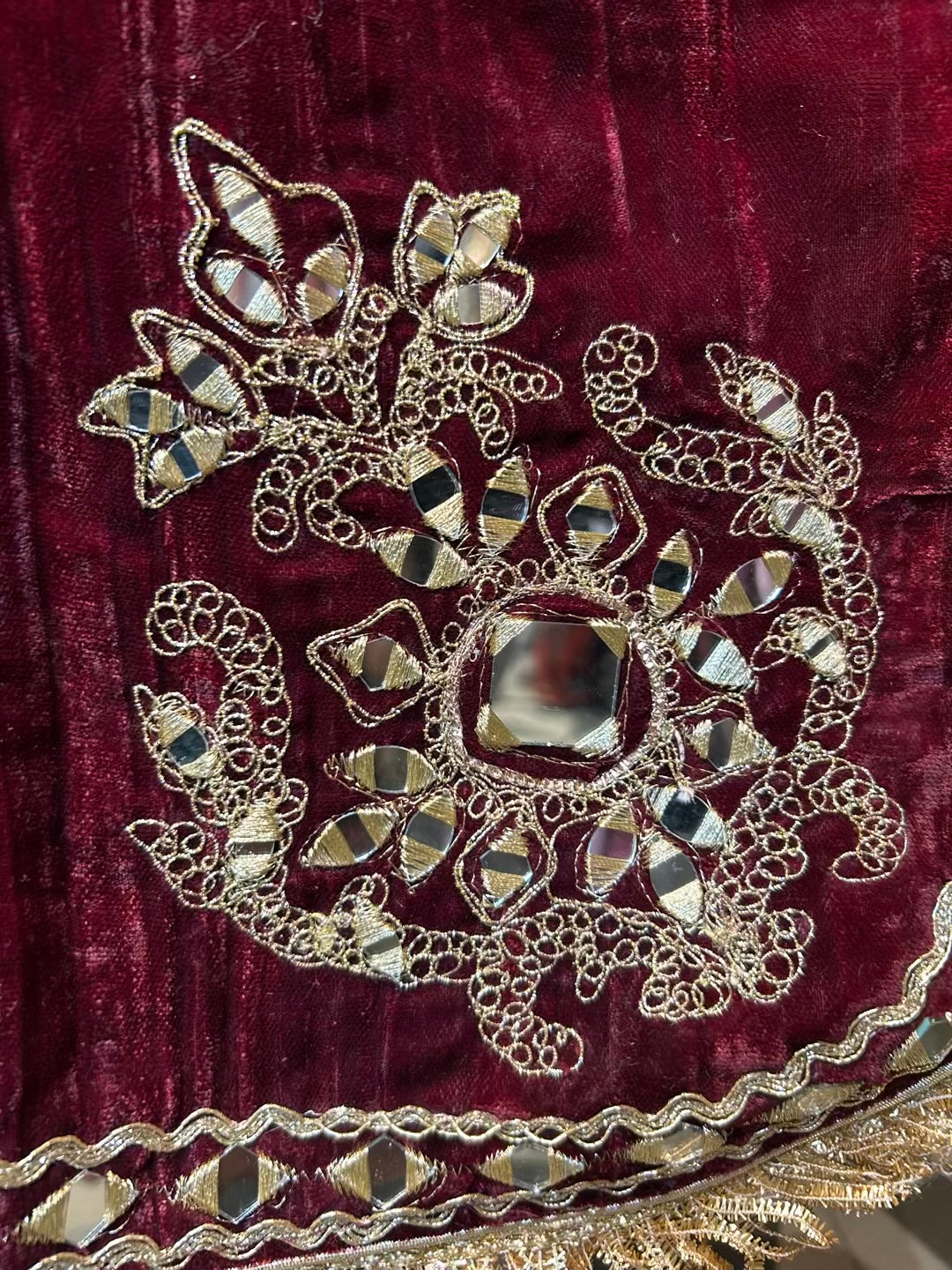 Shahnoor Velvet Slit Dress (Maroon)