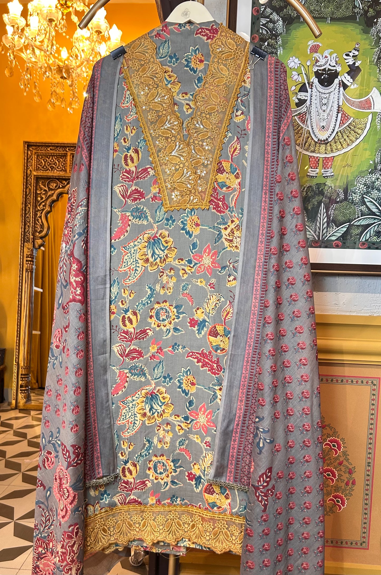 Rimjhim Cotton Suit (Grey)