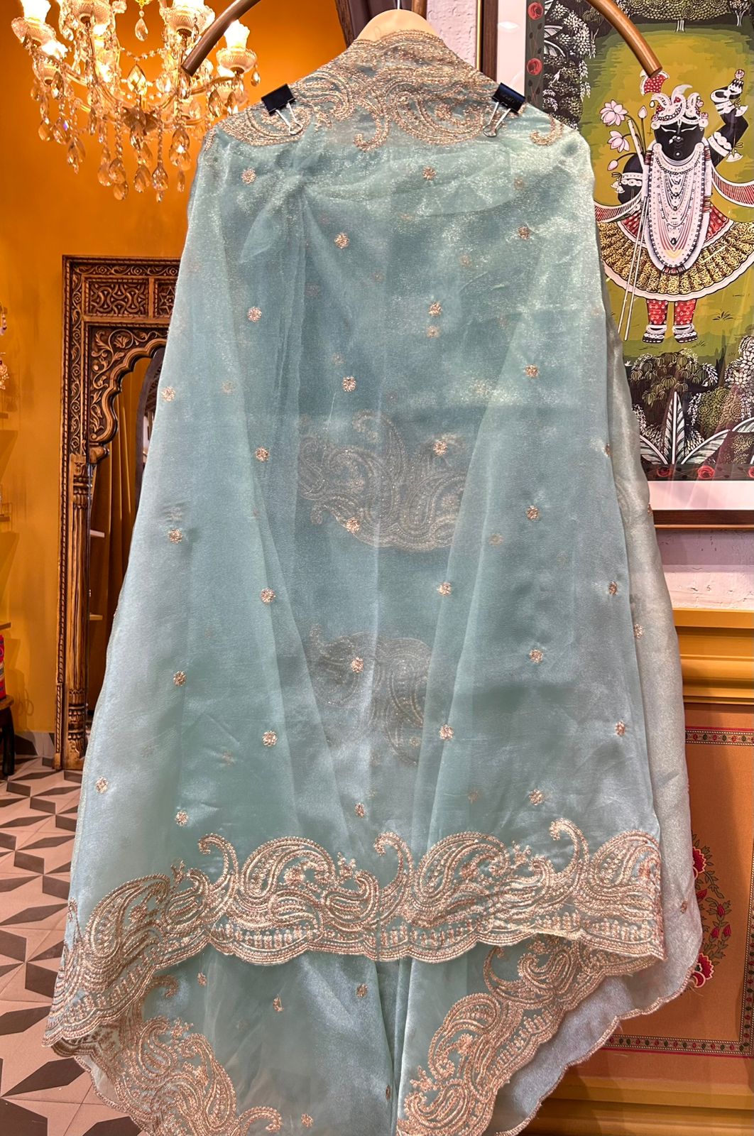 Zehnara Tissue Organza Suit (Light Green)