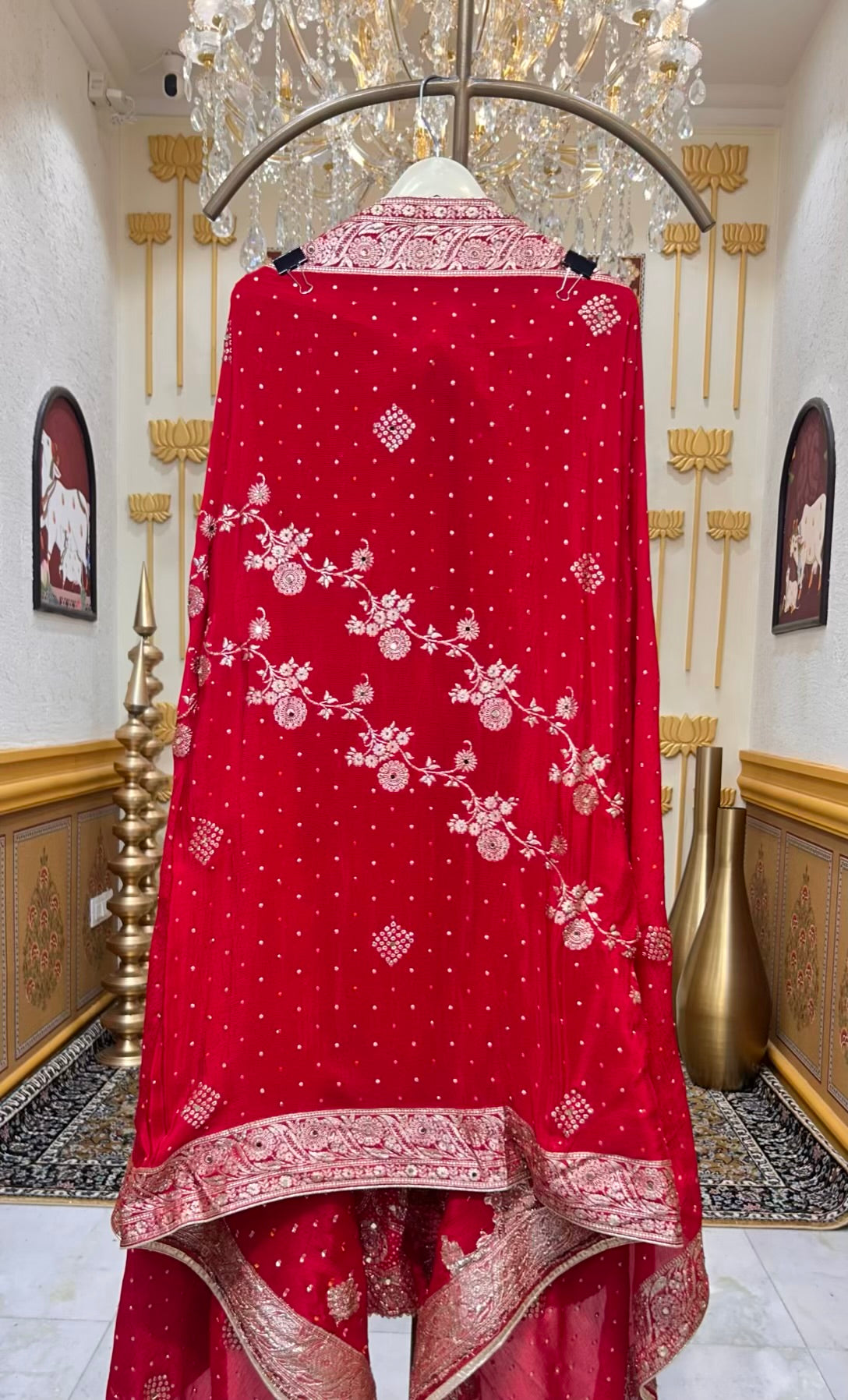 Ishira Banarasi Chinnon Suit (Red)