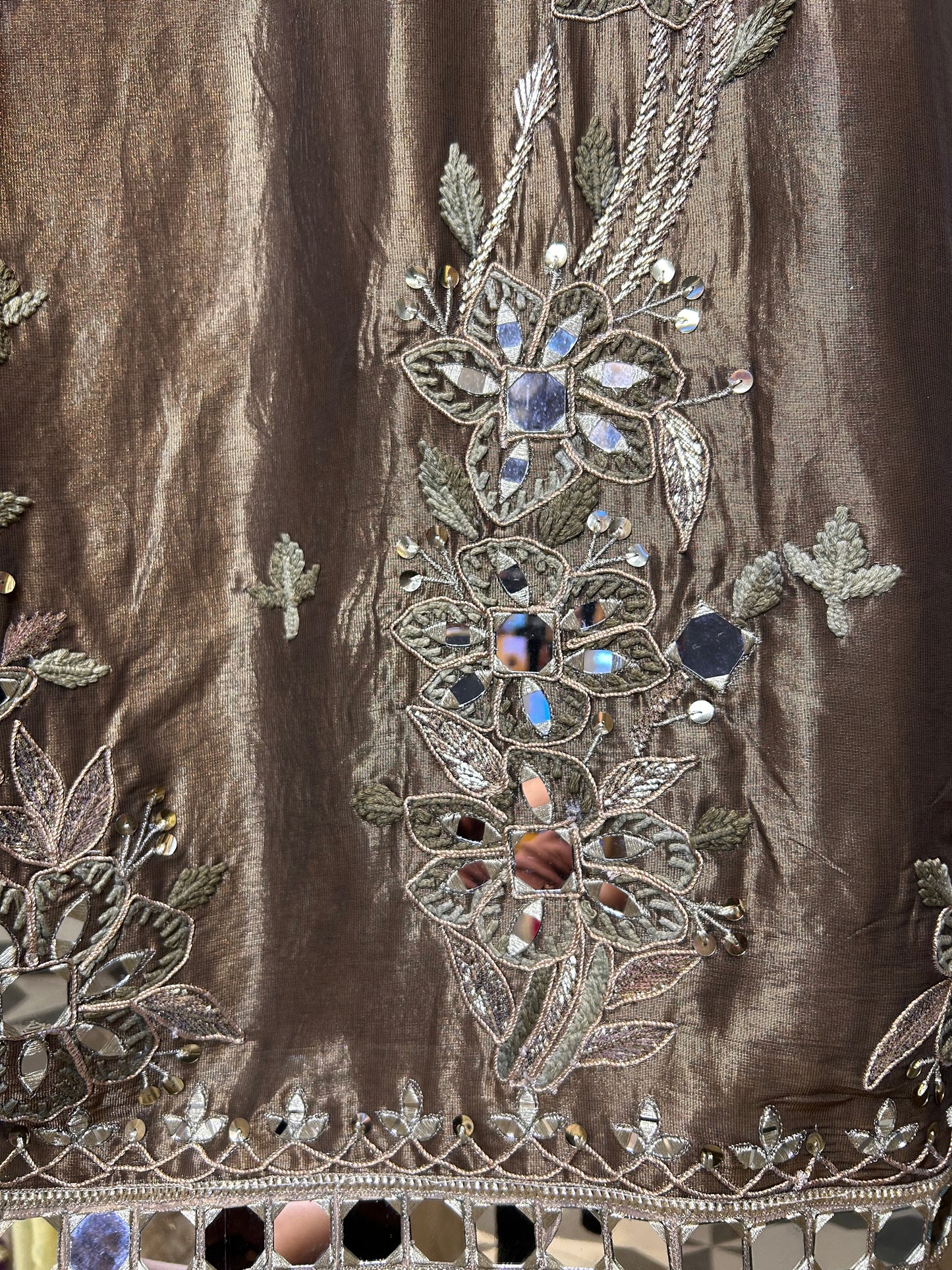 Noorain Organza Suit (Brown)