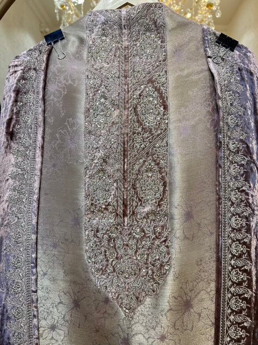 Ruhmeena Velvet Mosaic Suit (Pink)