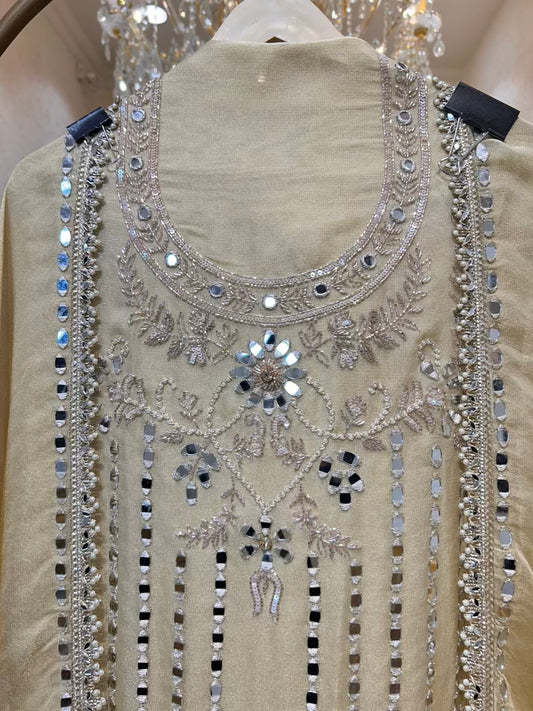 Zarqina Sheesha Chamak Suit (Yellow)