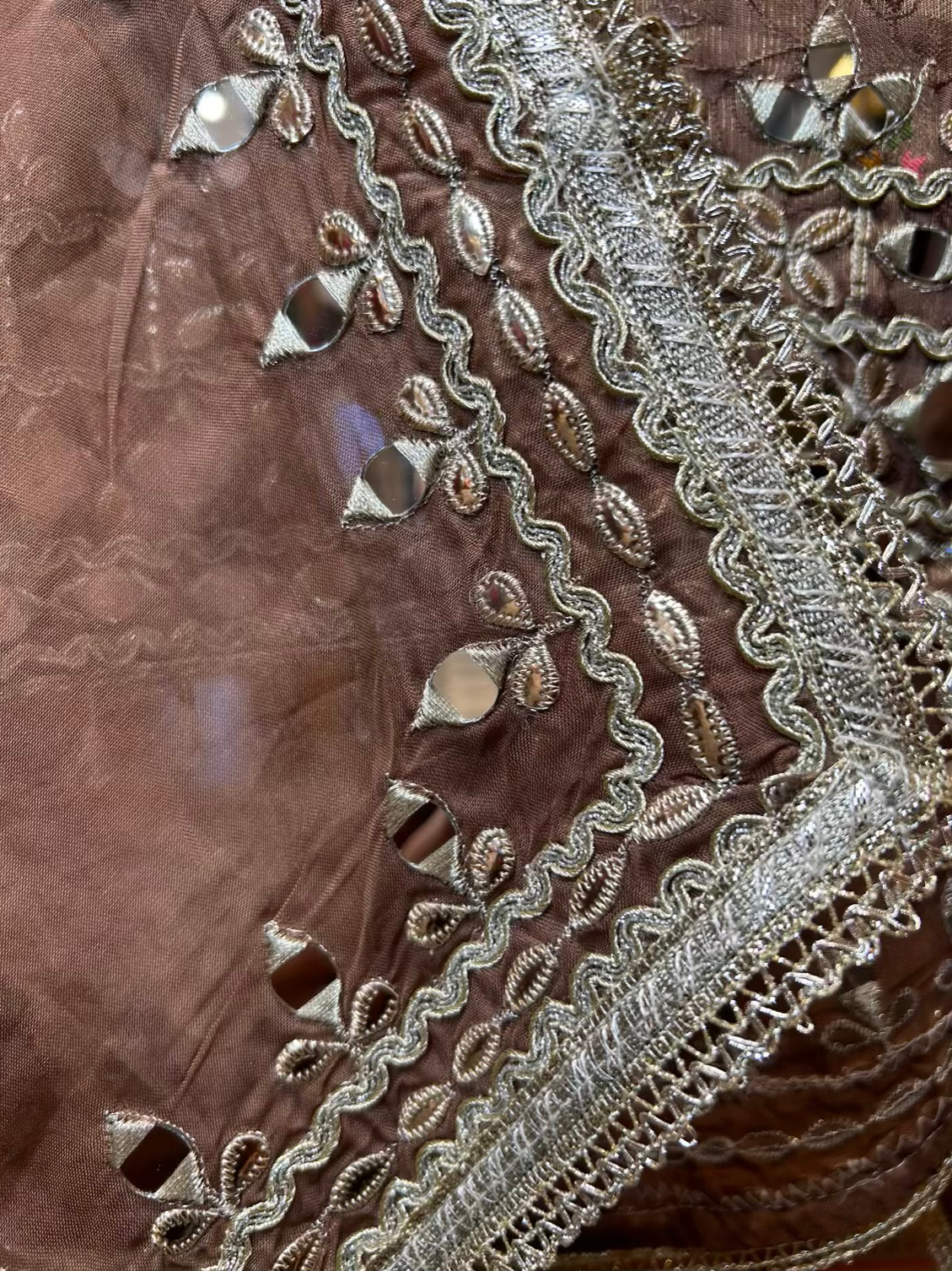 Mehrnaz Organza Skirt Suit (Brown)