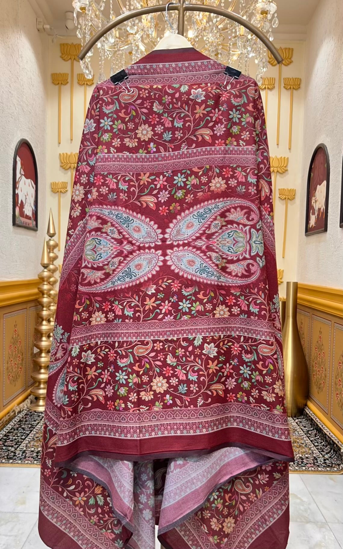 Rivaya Pashmina Loom Suit (Maroon)