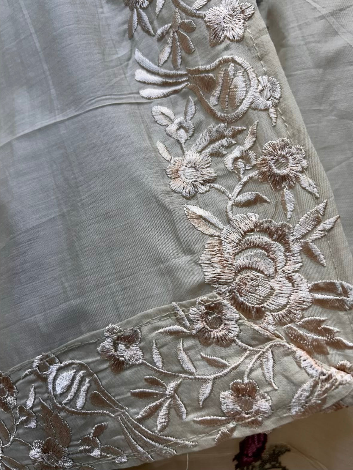 Nayra Resham Cotton Suit (Beige & Purple)