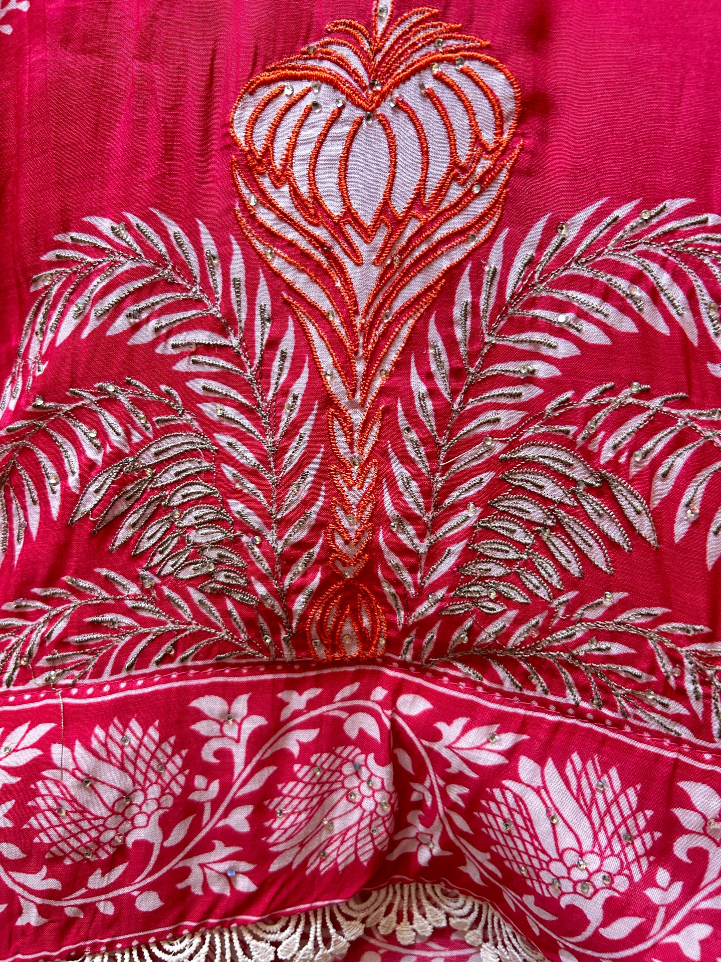 Saanjh Bela Muslin Suit (Pink)