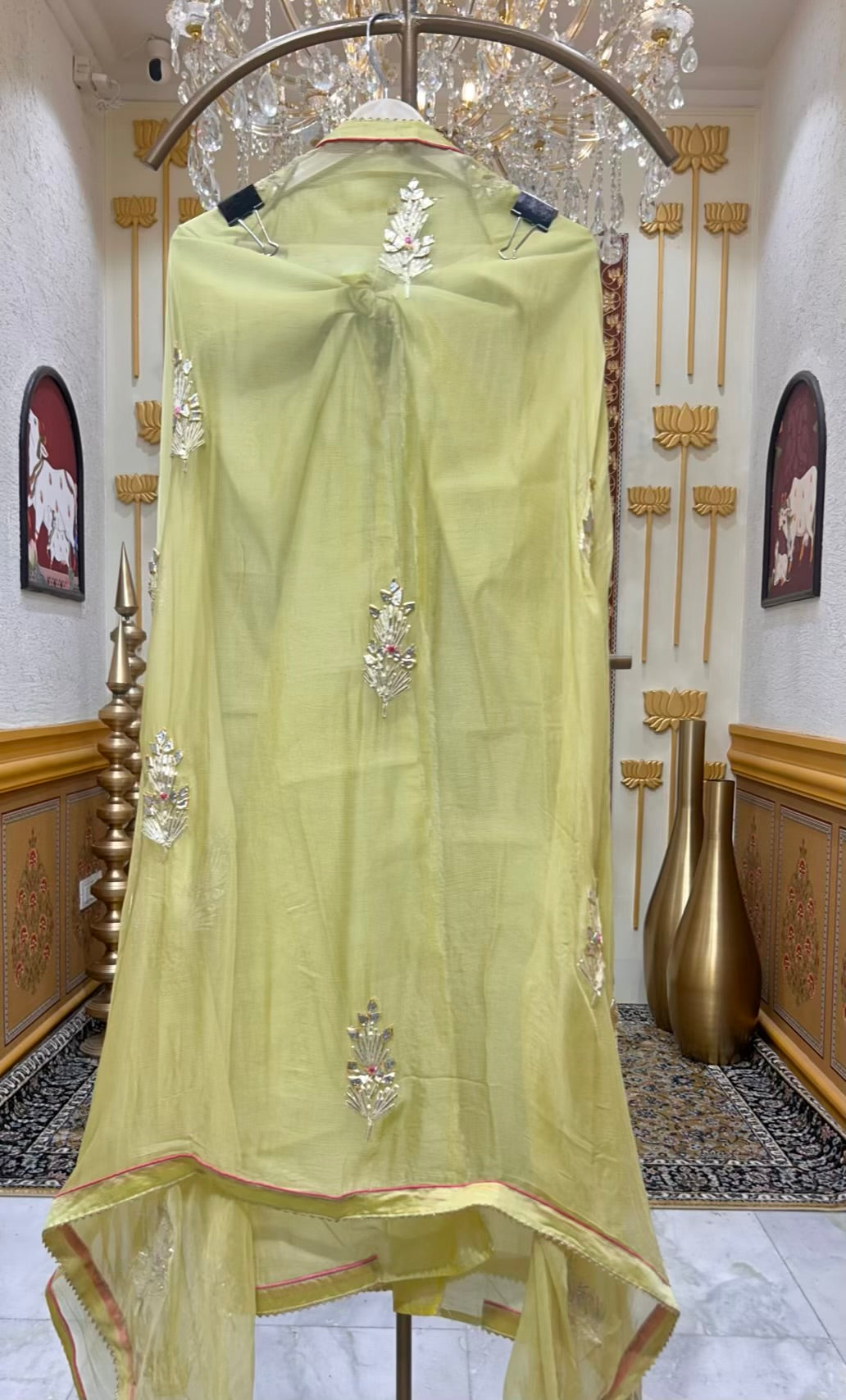 Ishara Gota Chanderi Suit (Green)