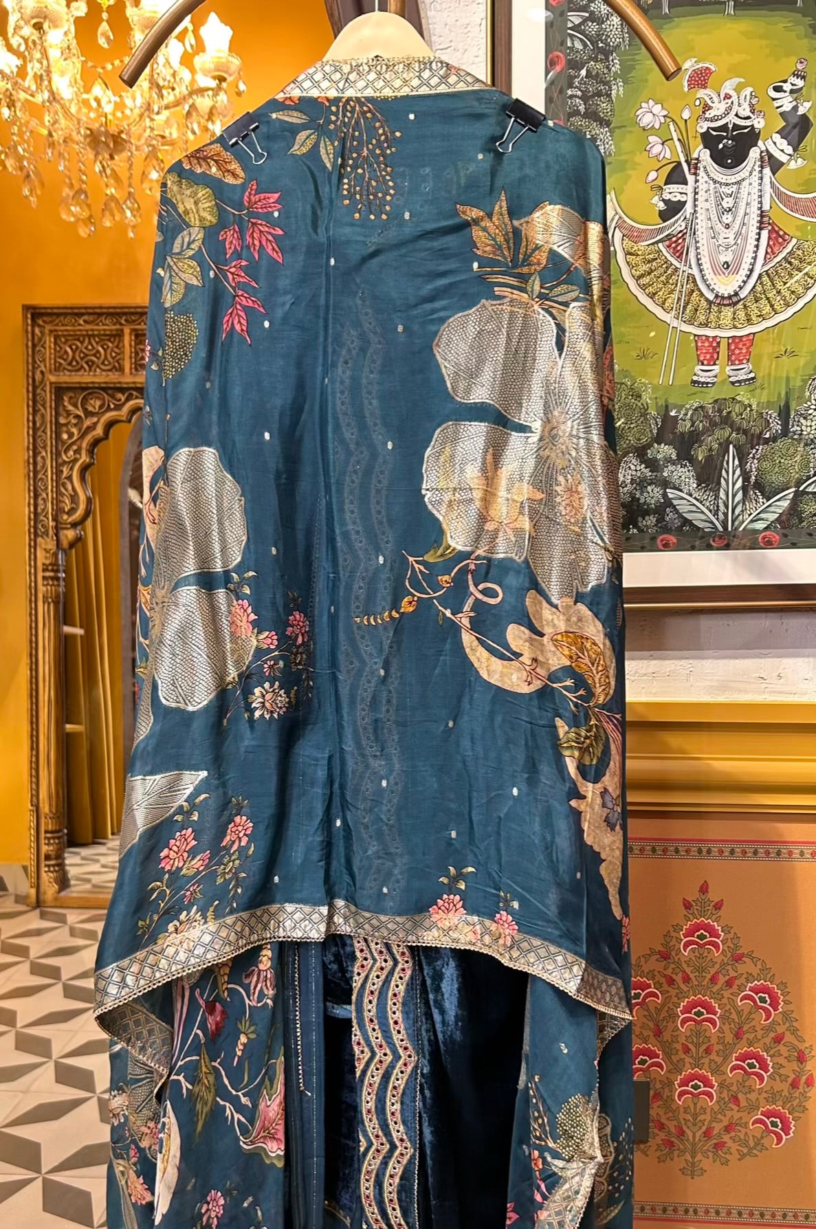 Ridwaan-é-Velvet Suit (Peach & Blue)