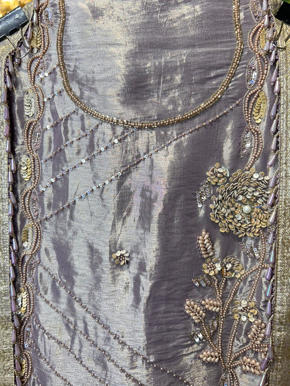 Noorzaan Organza Suit (Lavender)