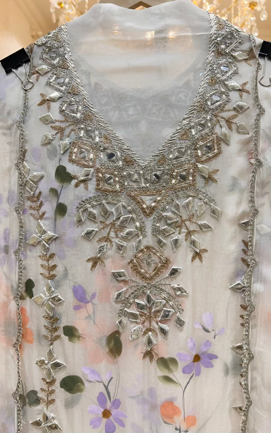 Zayrika Handprint Gota Suit (White)