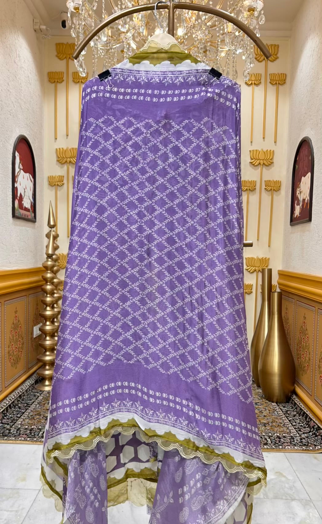 Aafiya Print Veil Suit (Light Purple)