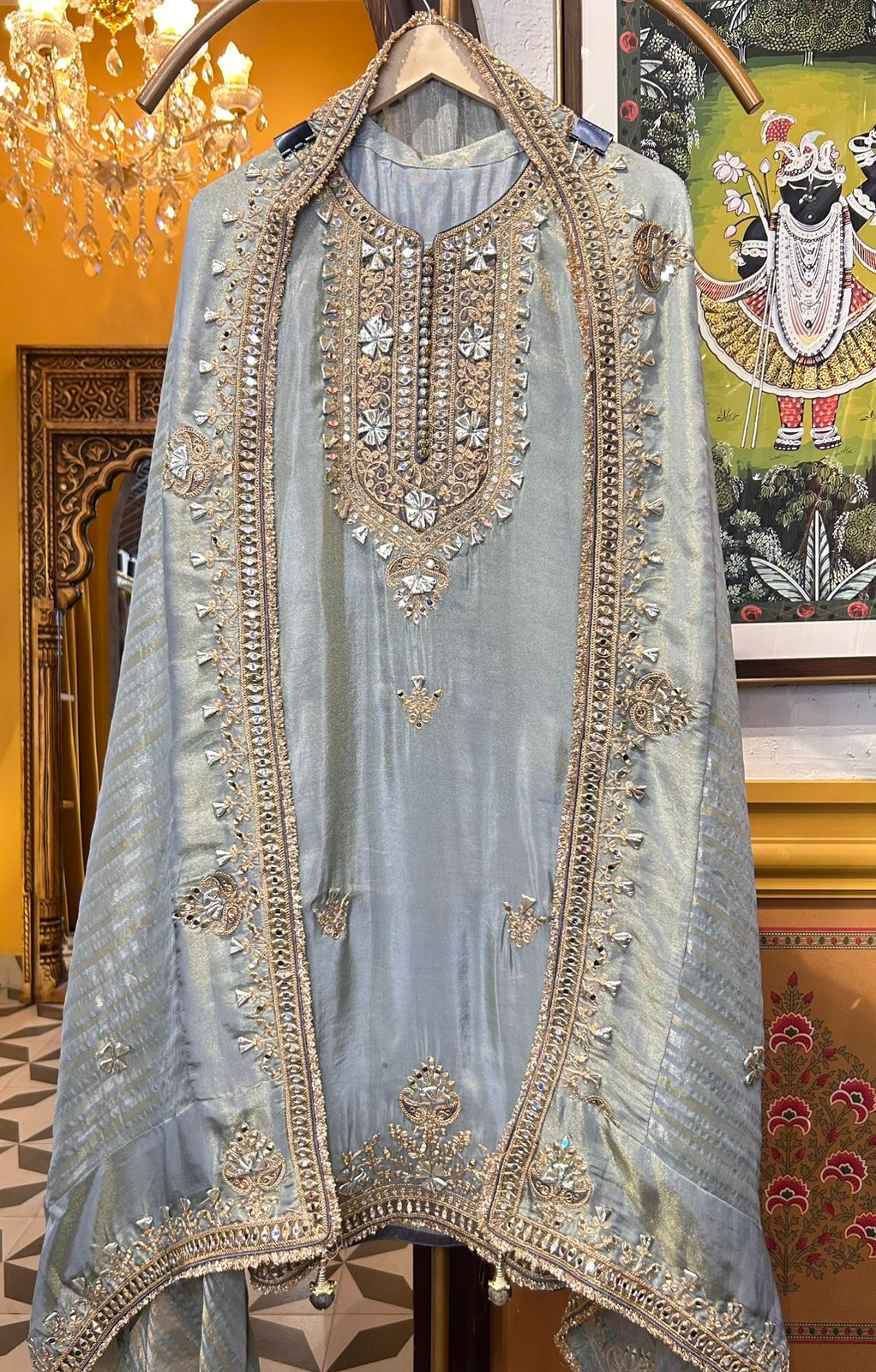 Zarqa Sharara Suit (Powder Blue)