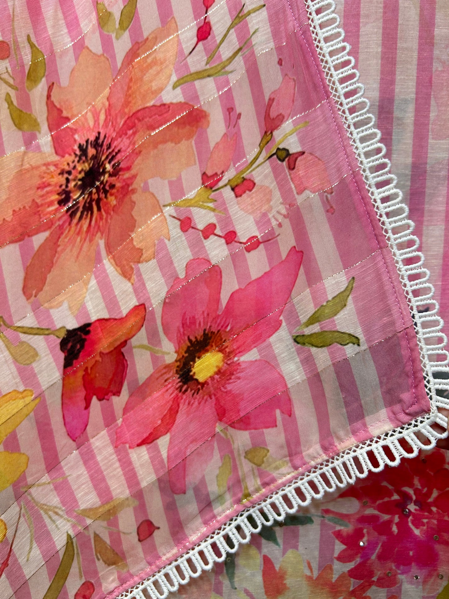 Iravati Mul Chanderi Suit (Pink)