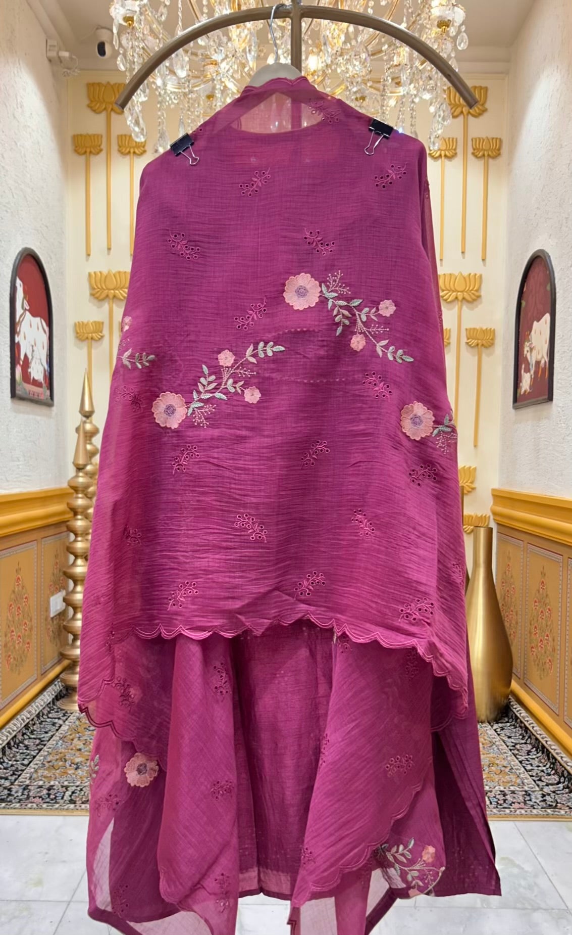 Sahira Thread Veil Suit (Wine)