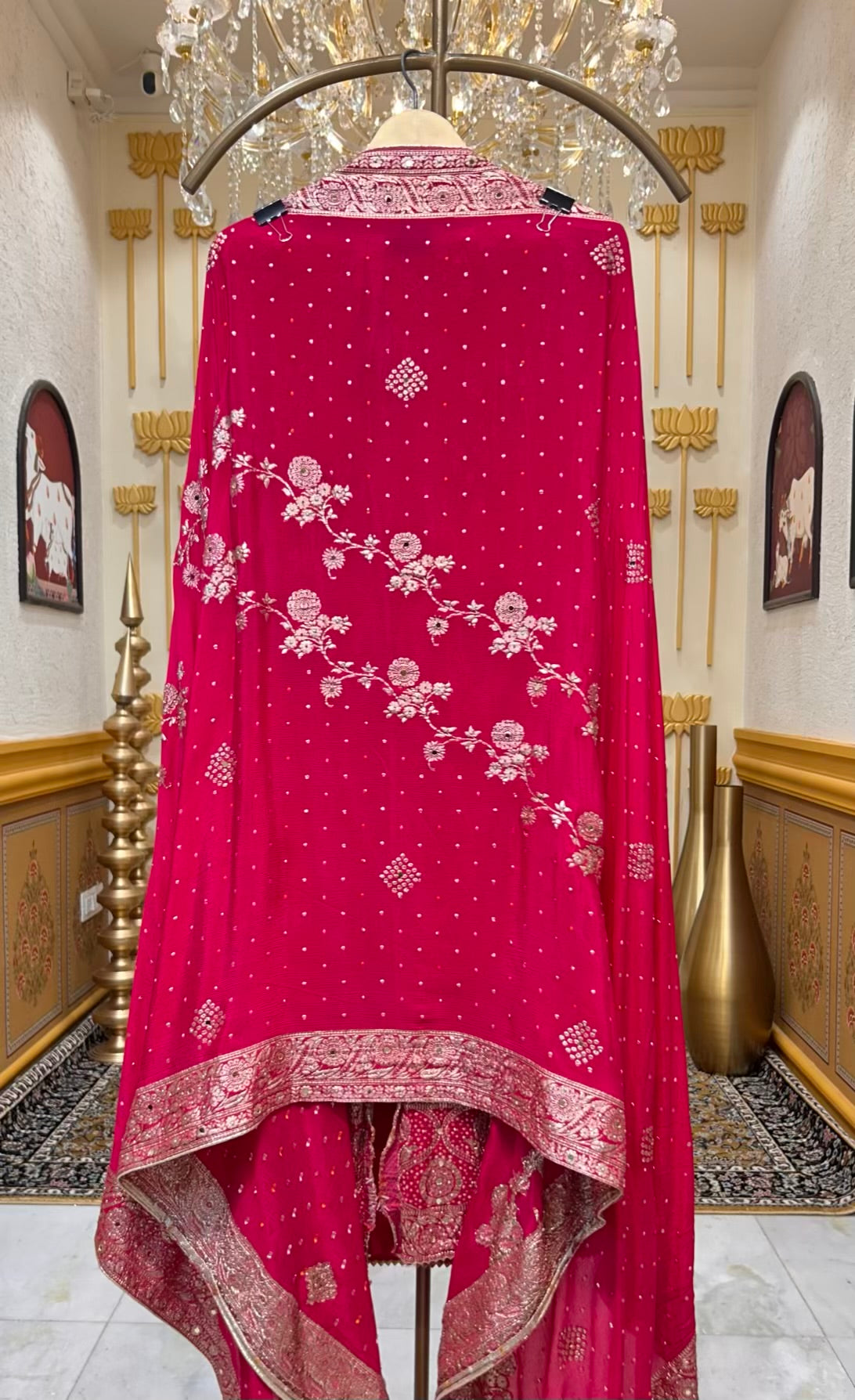 Ishira Banarasi Chinnon Suit (Magenta)