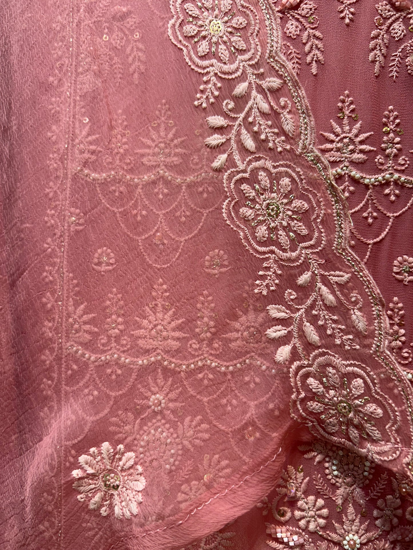 Mehru Georgette Élan Suit (Pink Ivory)