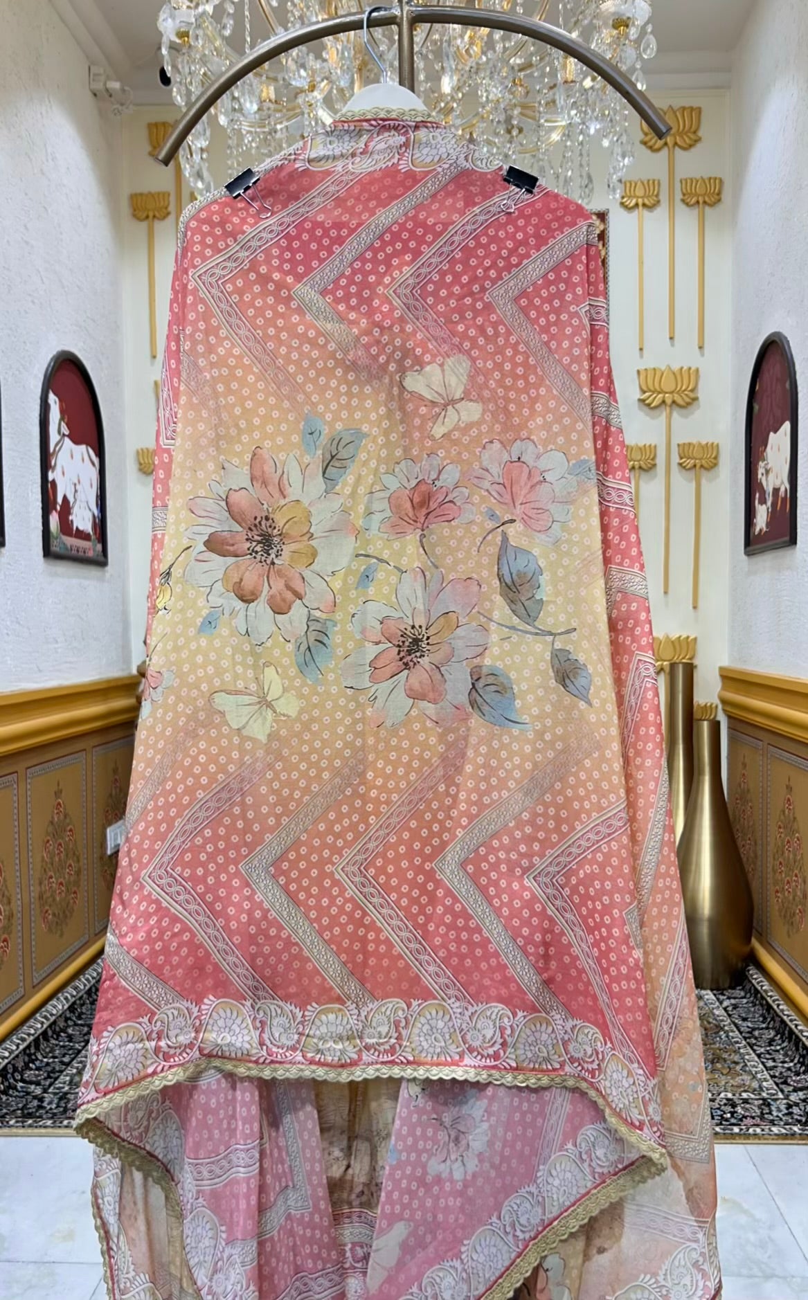 Elvisha Organza Printed Suit (Brown)
