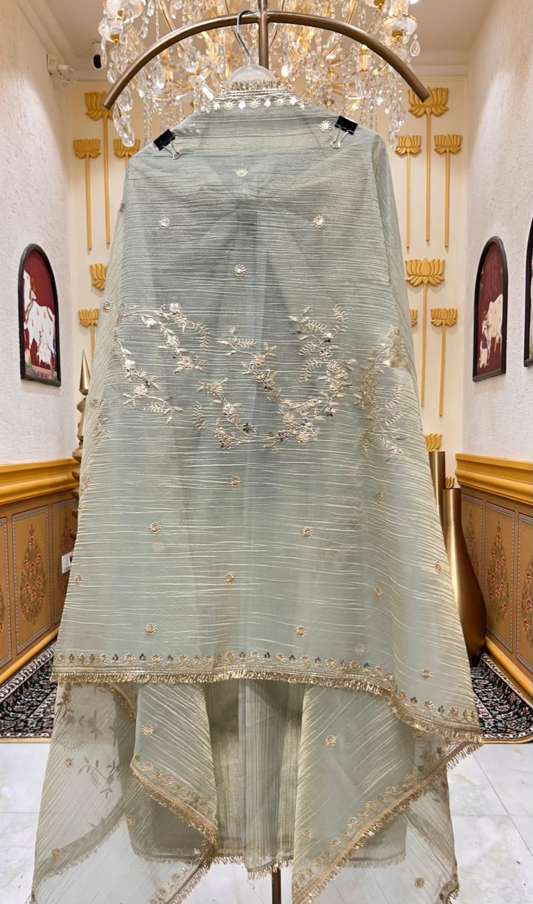 Zarvella Kiran Tissue Suit (Powder Green)