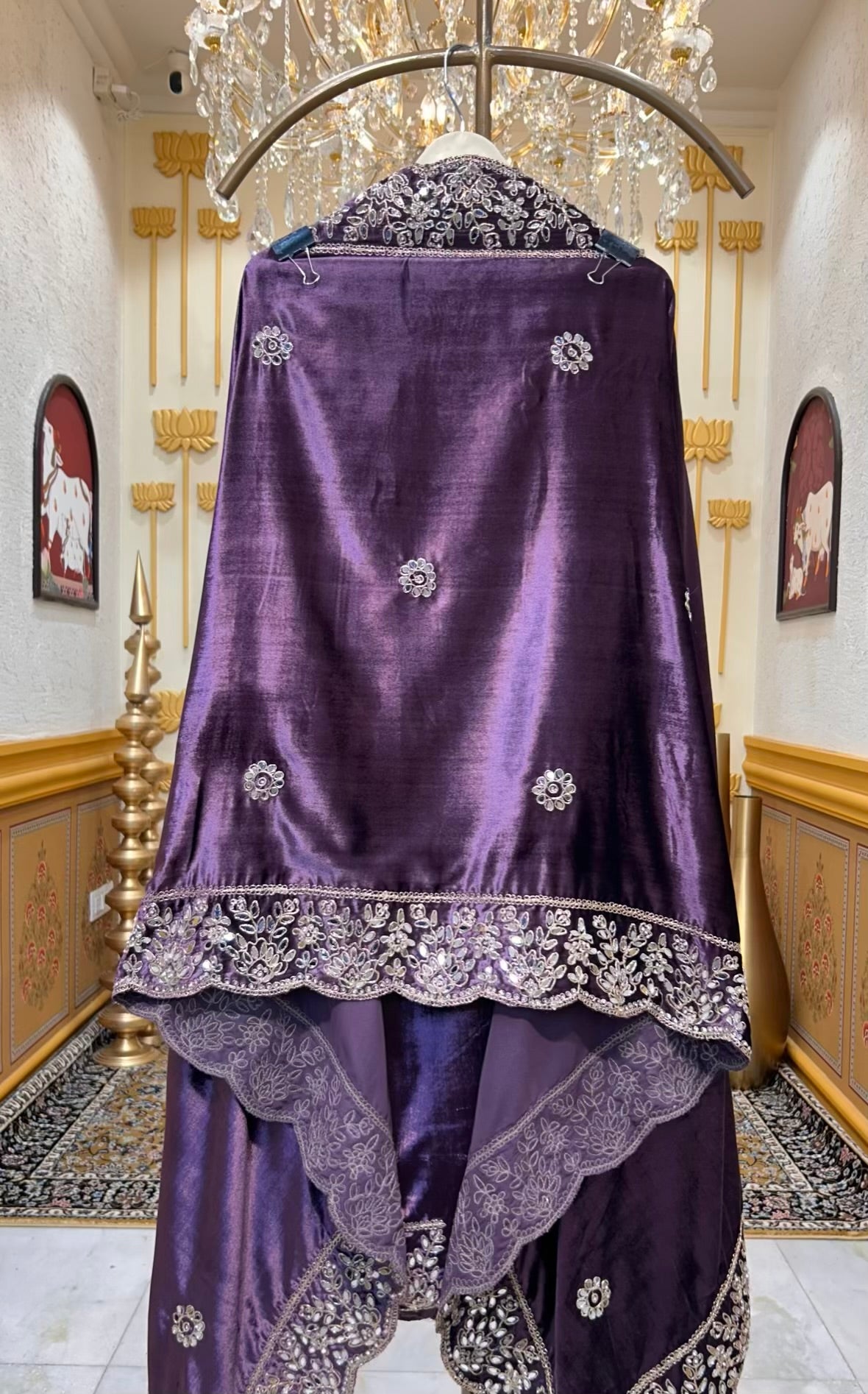 Ruhnaz Velvet Taj Suit (Wine)