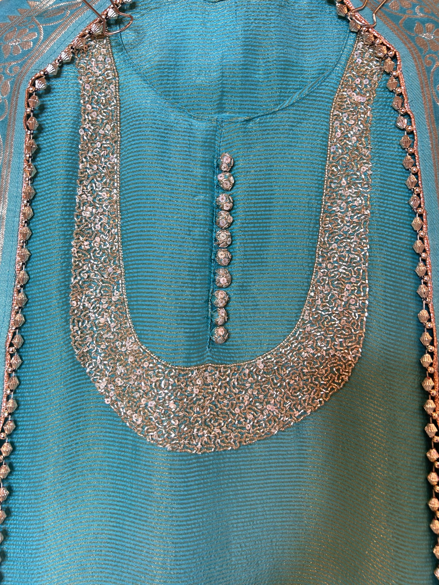 Sunshine shimmer organza suit(Turquoise)