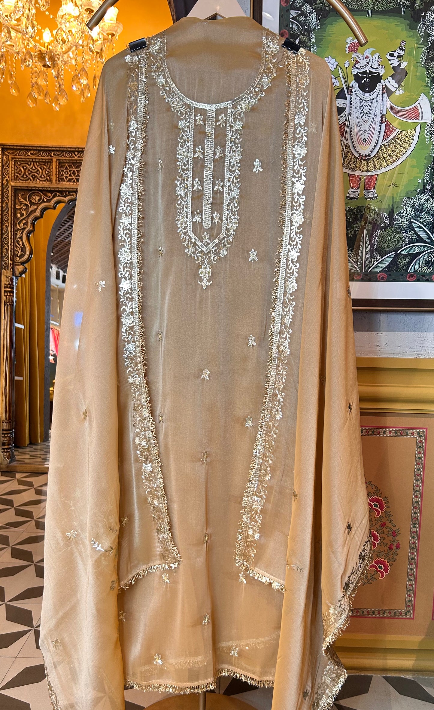 Naaz-a-Noor Organza Suit( Beige)