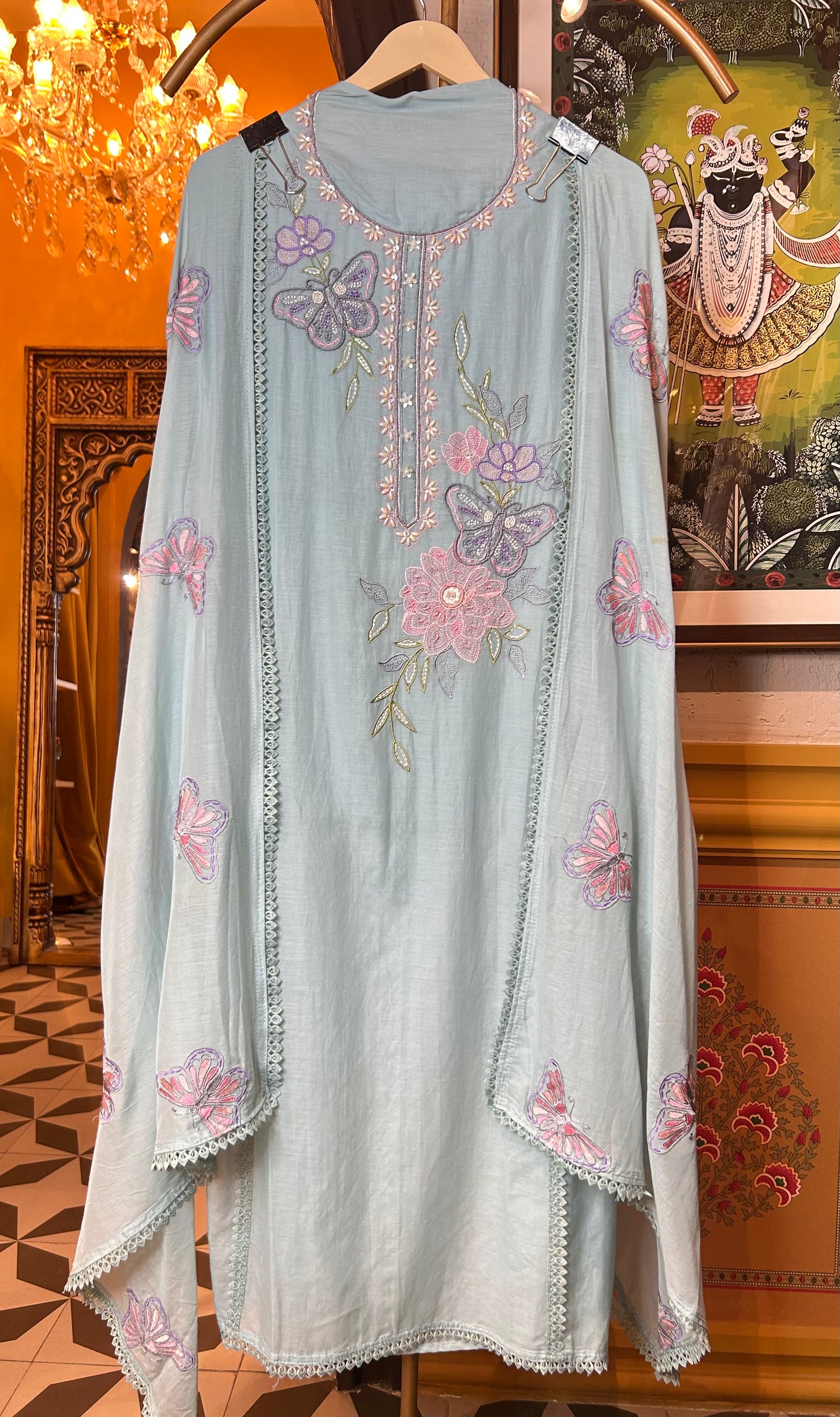 Meher mul Chanderi suit(Blue)