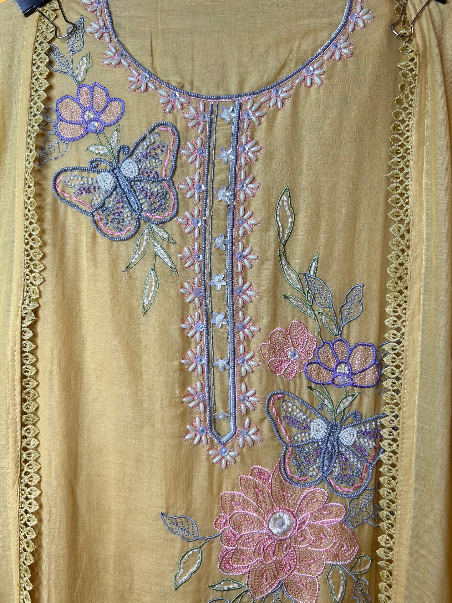 Meher mul Chanderi suit(Yellow)